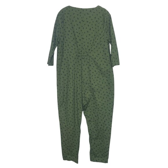 The Nines By Hatch Maternity Jumpsuit Large Green New WOT Floral Pattern Vneck - Picture 3 of 9